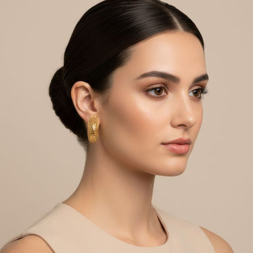 Honeycombed Gold Earrings - Alankar Collection