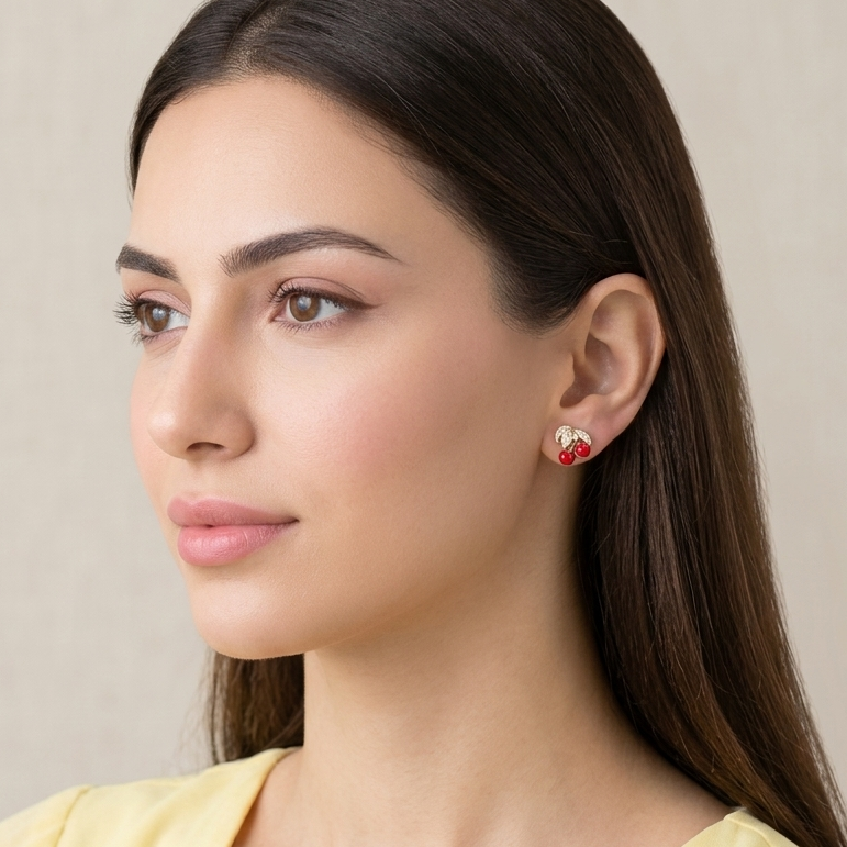 Ruby Berry Cluster Studs