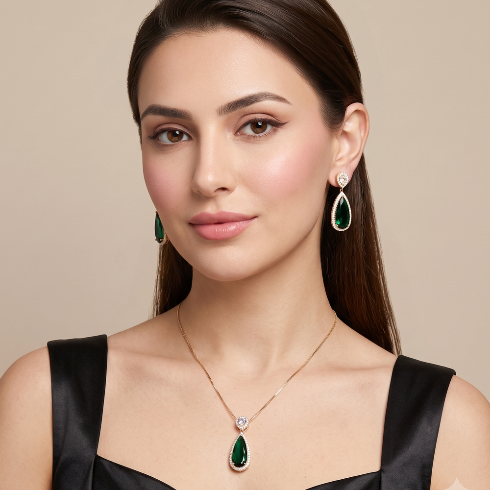 The Emerald Drama Pendant Set