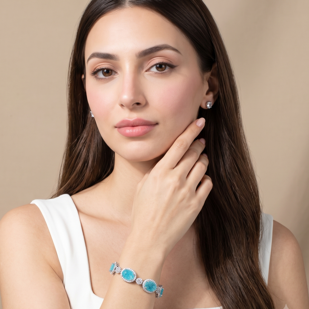 Aqua Ice Halo Bracelet