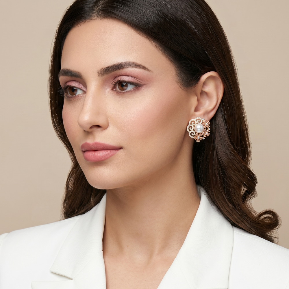 Regal Iris Swirl Studs - Golden