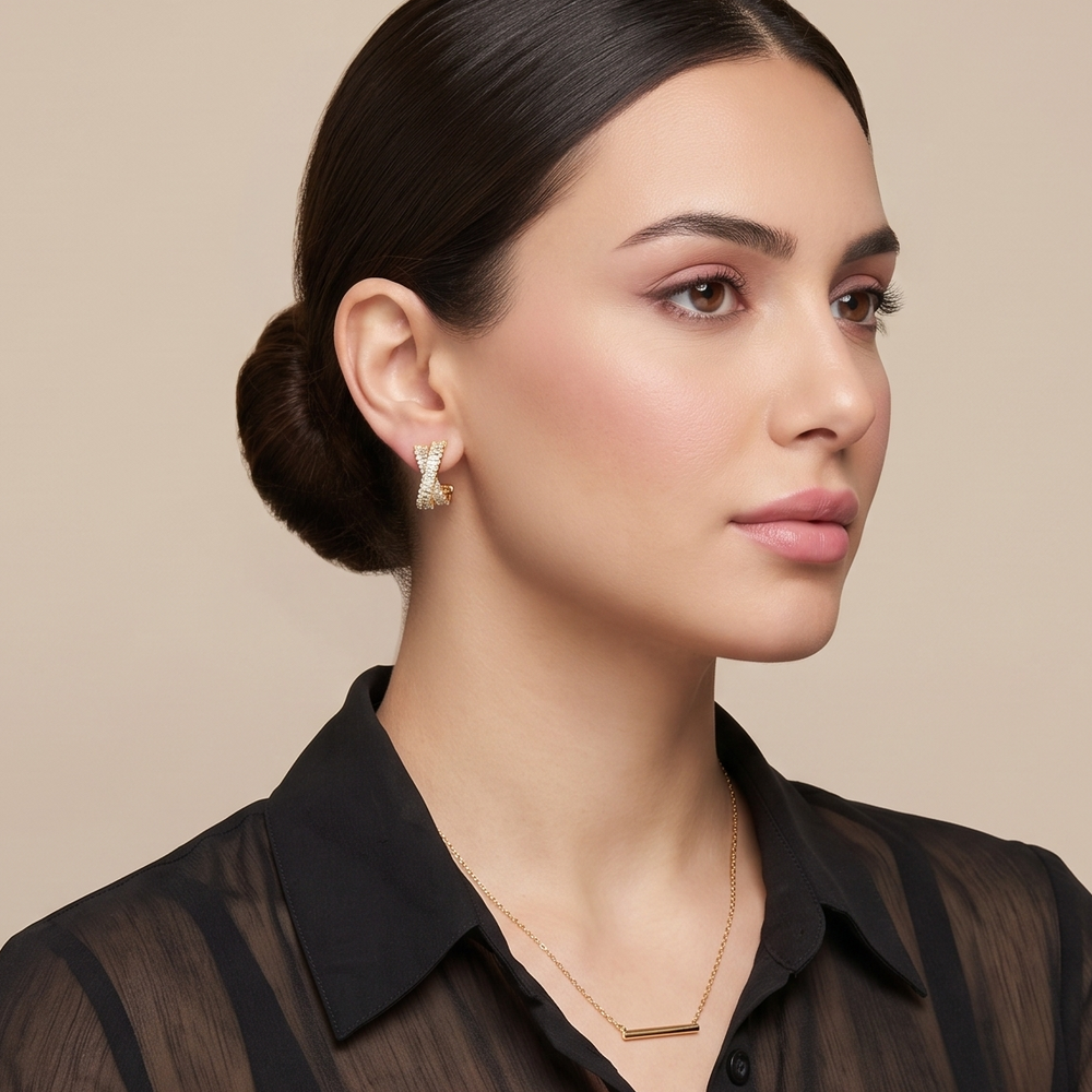 Double Drama Earrings - Golden