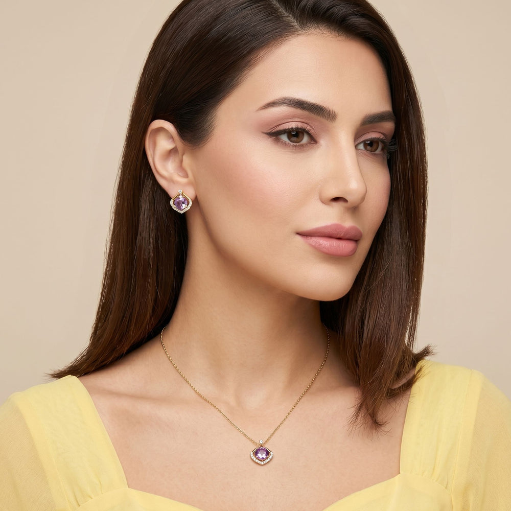 Amethyst Shell Pendant Set