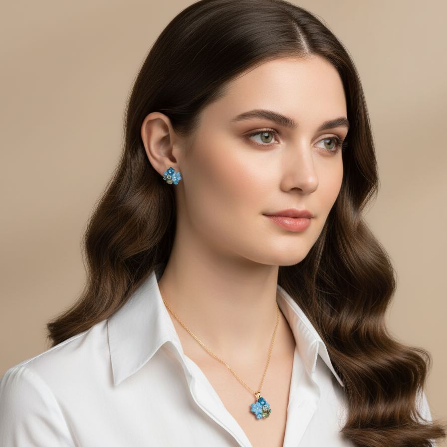 Anya Pendant Set-Blue-Nature Collection