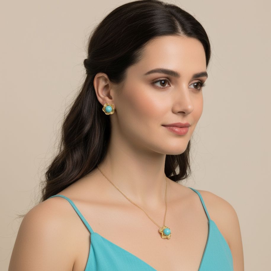 Aura Blue Pendant Set-Edgy Collection