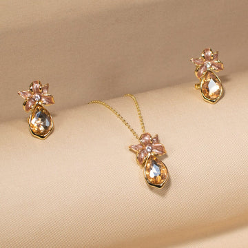 Azure Bloom Pendant Set-Honey-Minima Collection