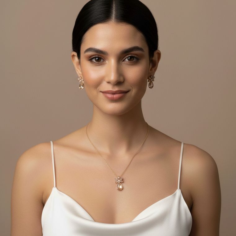 Azure Bloom Pendant Set-Honey-Minima Collection