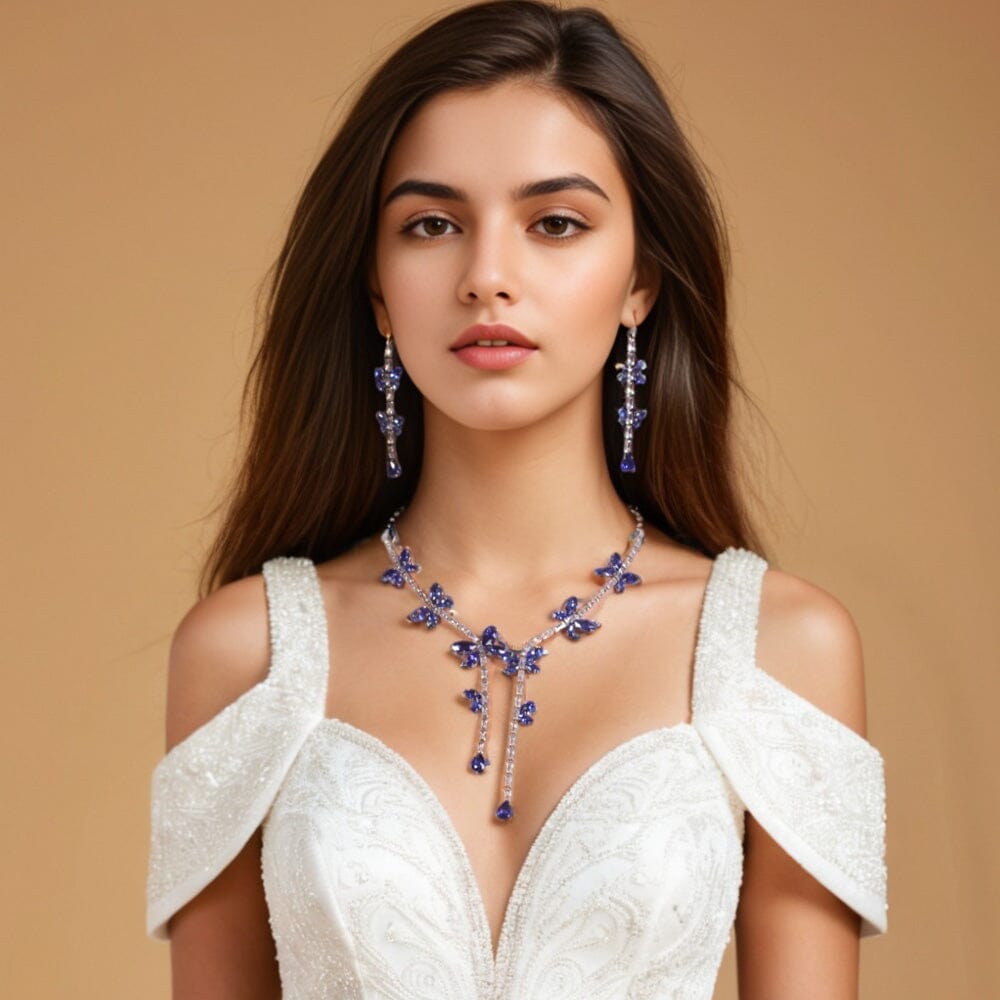 Azure Flutter Necklace Set-Glitterati Collection