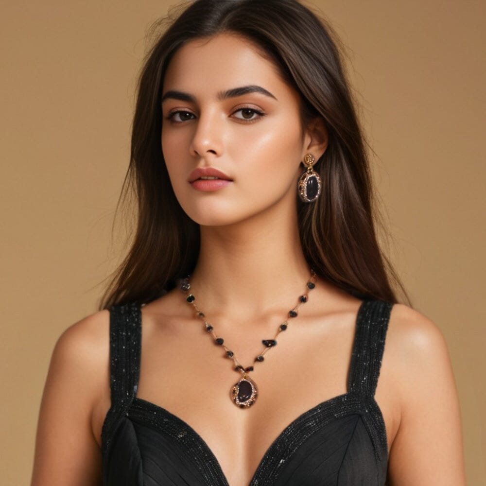 Black Muse Necklace Set- Pratha Collection