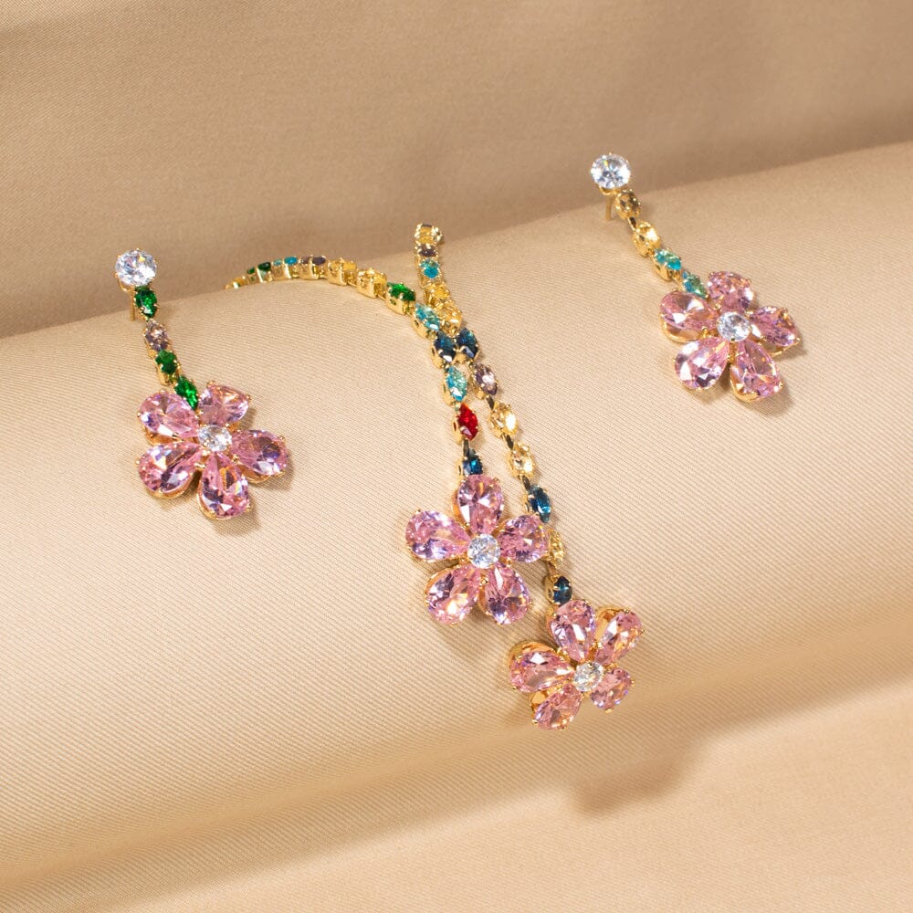 Blossom Cascade Necklace Set-Glitterati Collection