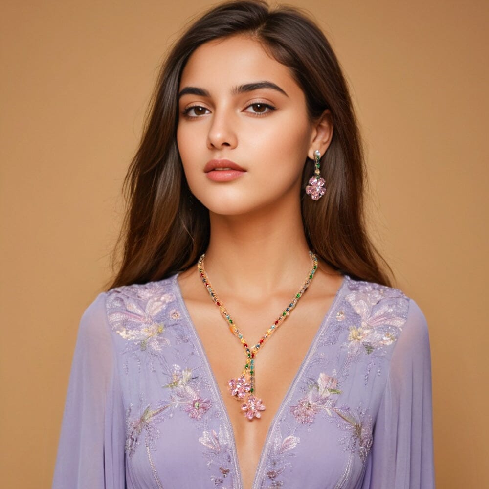 Blossom Cascade Necklace Set-Glitterati Collection