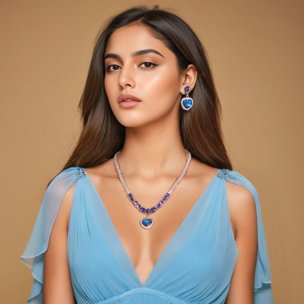 Blue Amour Necklace Set-Glitterati Collection