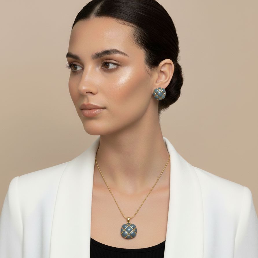 Blue Lattice Pendant Set