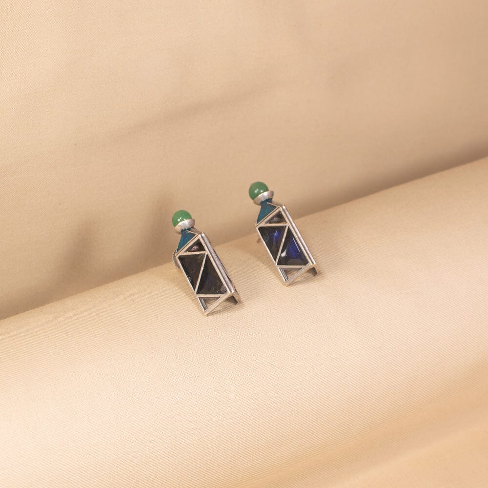 Blue Prism Silver Replica Necklace Set - Rajata Collection