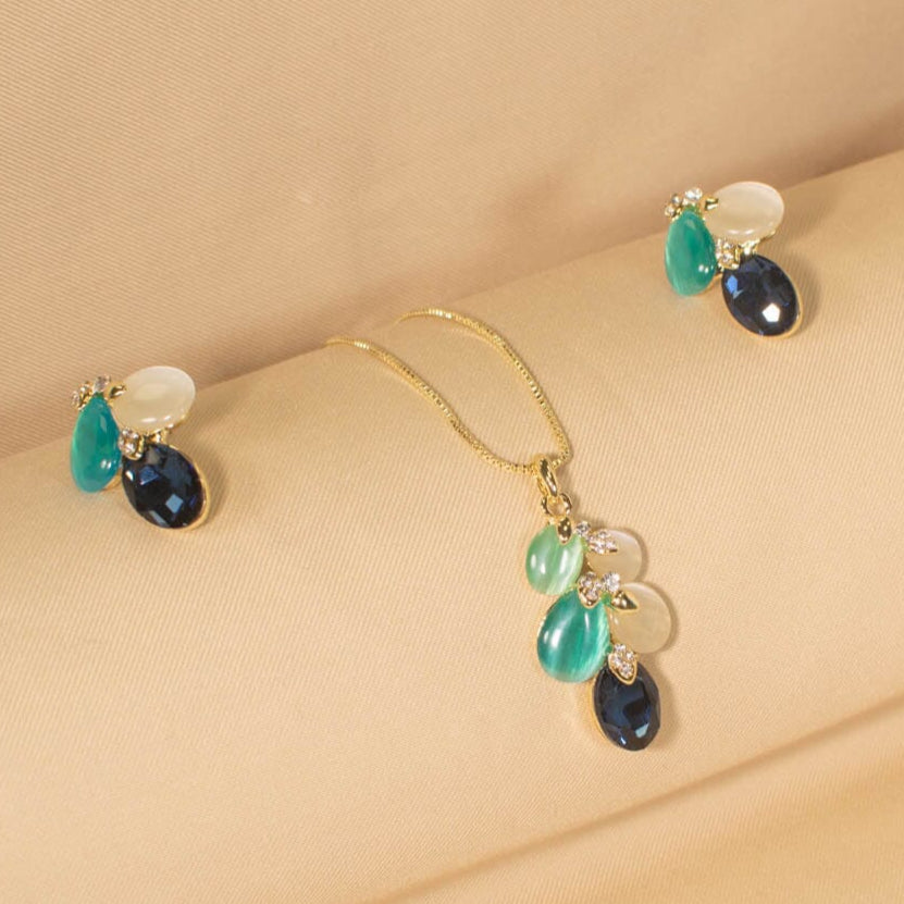 Blue Tide Pendant Set - Blue - Edgy Collection