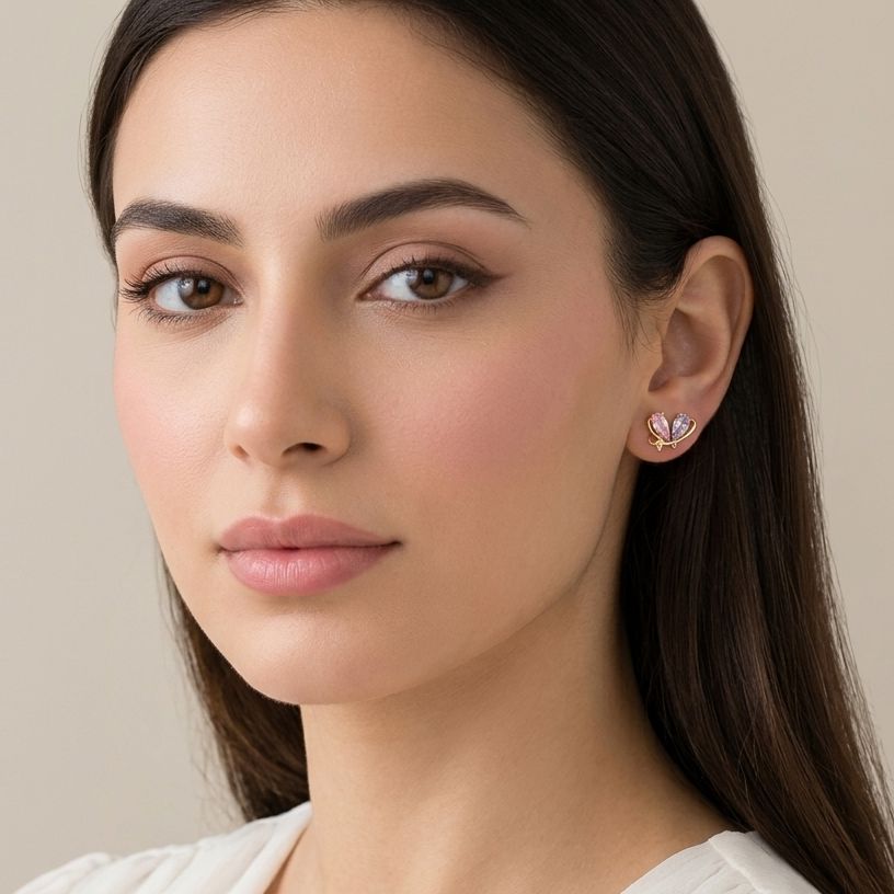 Blushing Heart Cluster Studs