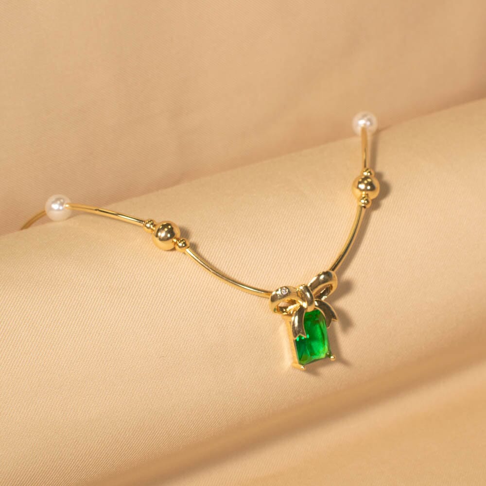 Bow Necklace - Green