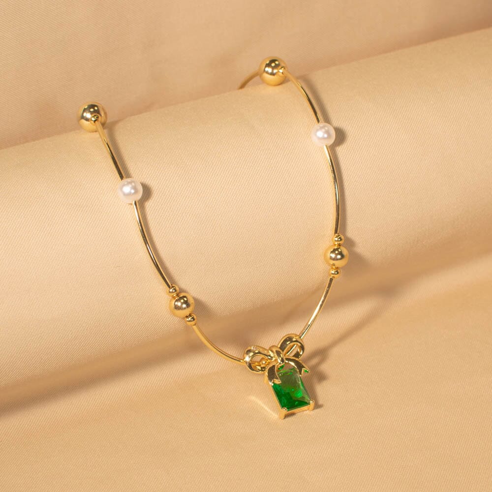 Bow Necklace - Green