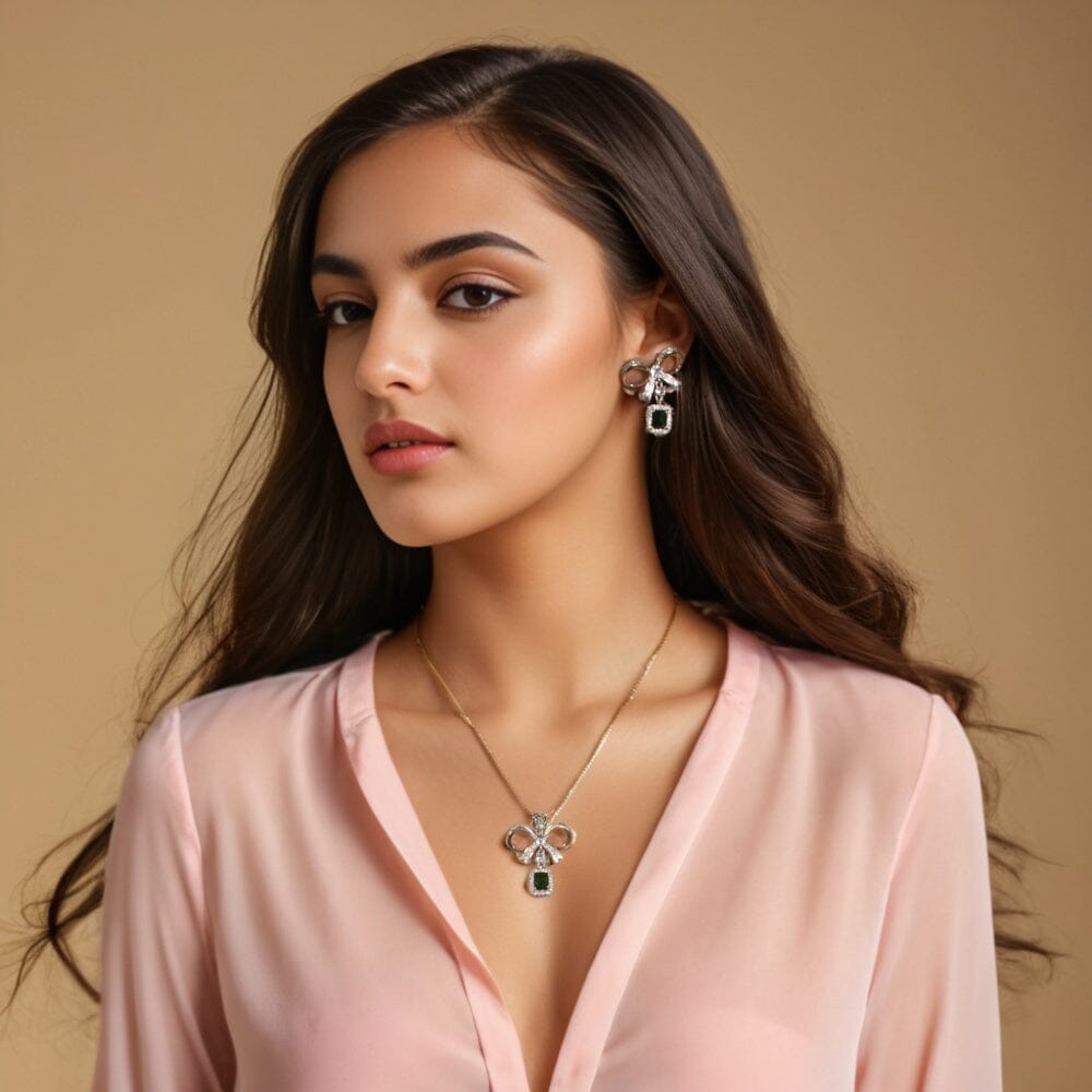 Bow Pendant Set - Green - Minima Collection