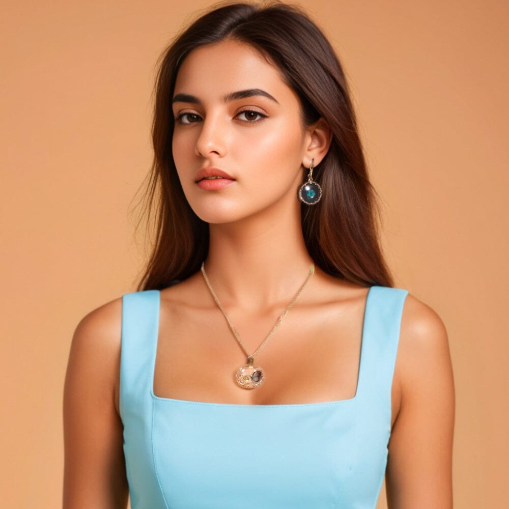 Butterfly Garden Pendant Set-Blue-Nature Collection