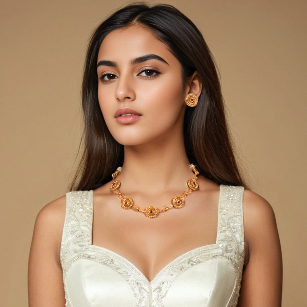 Cirra Necklace Set-Red-Budget Series