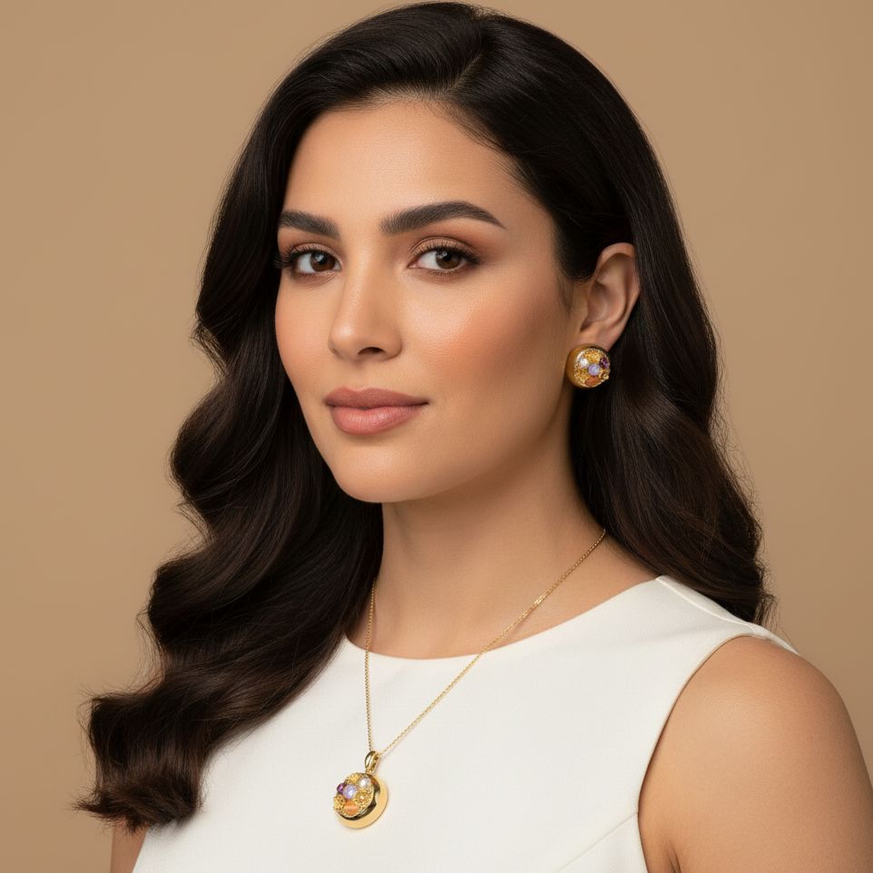 Citrine Crush Pendant Set