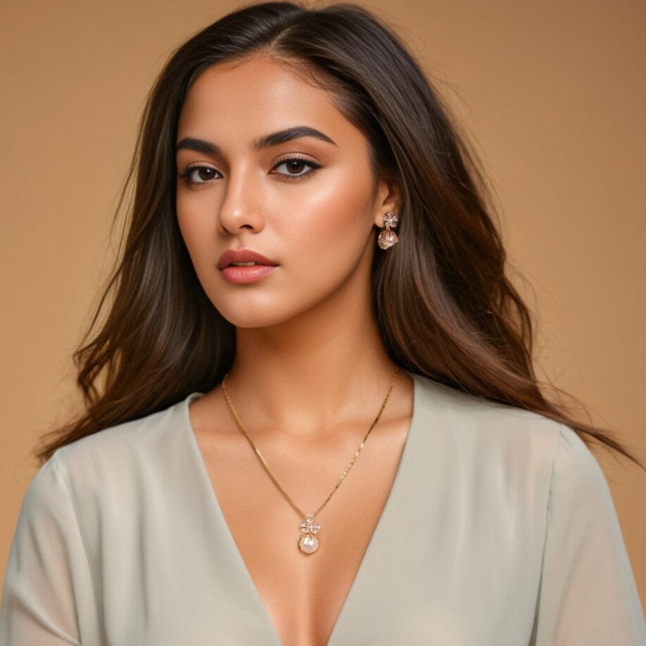 Crown Pearl Pendant Set