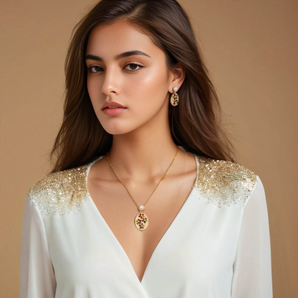 Crystal Bouquet Luxury Pendant Set - Glitterati Collection