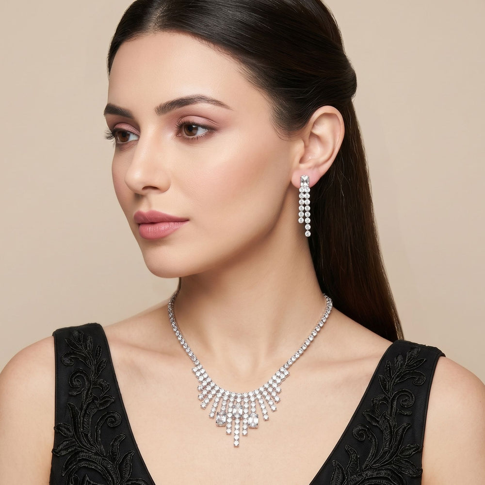 Crystal Waterfall Necklace Set