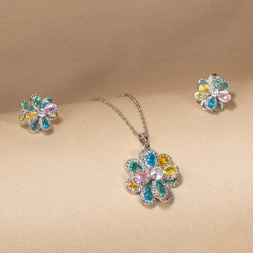 Daisy Dreams Pendant Set-Multicolor-Edgy Collection