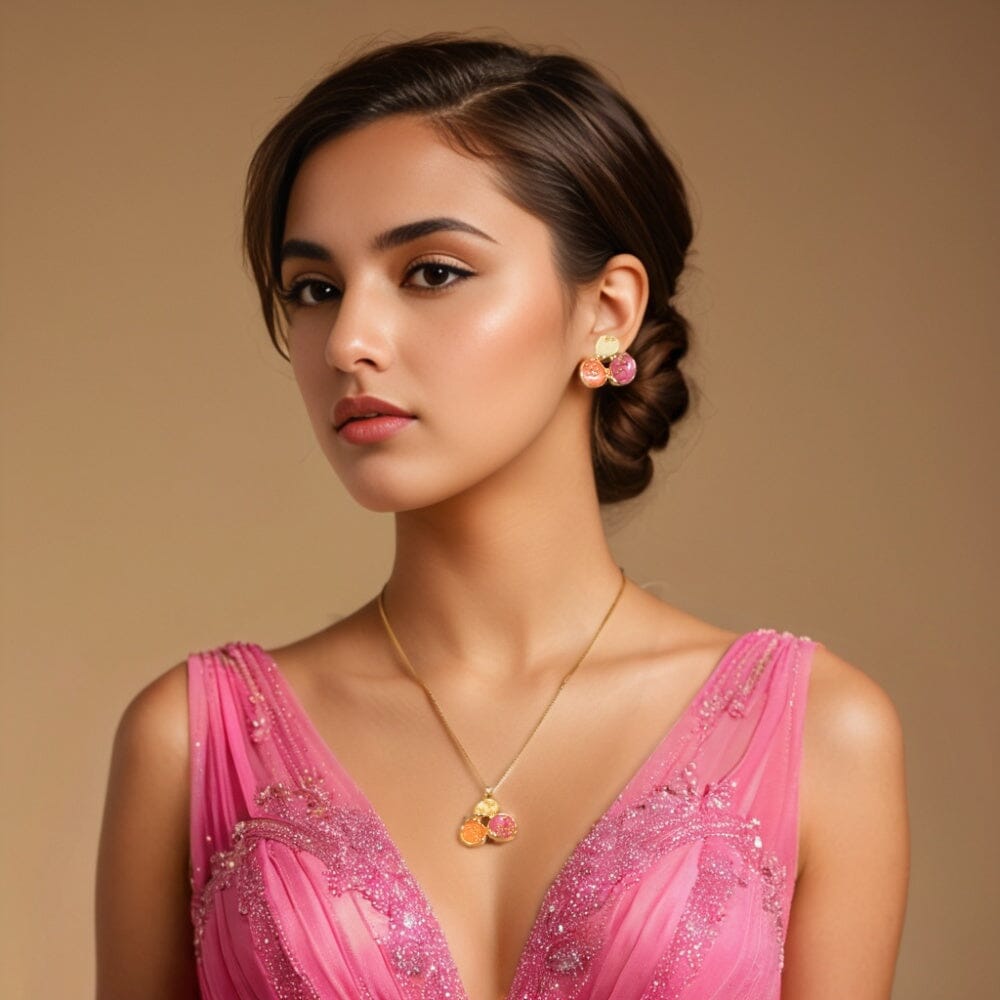 Eliza Pendant Set - Pink - Edgy Collection