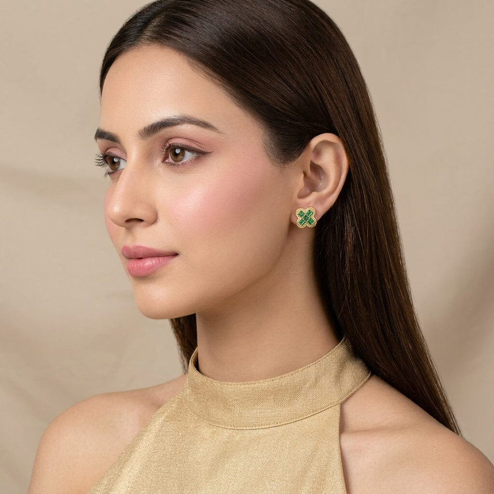 Emerald Clover Studs