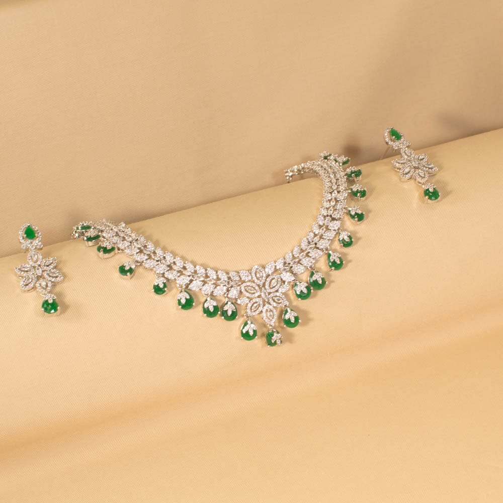Emerald Mirage Necklace Set - Glitterati Collection
