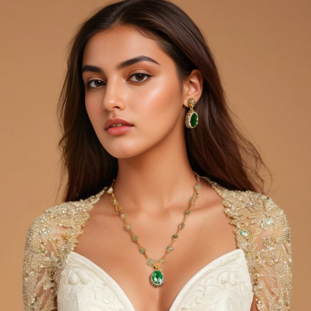 Emerald Muse Necklace Set- Pratha Collection