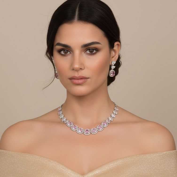 Eternal Radiance Necklace Set - Pink