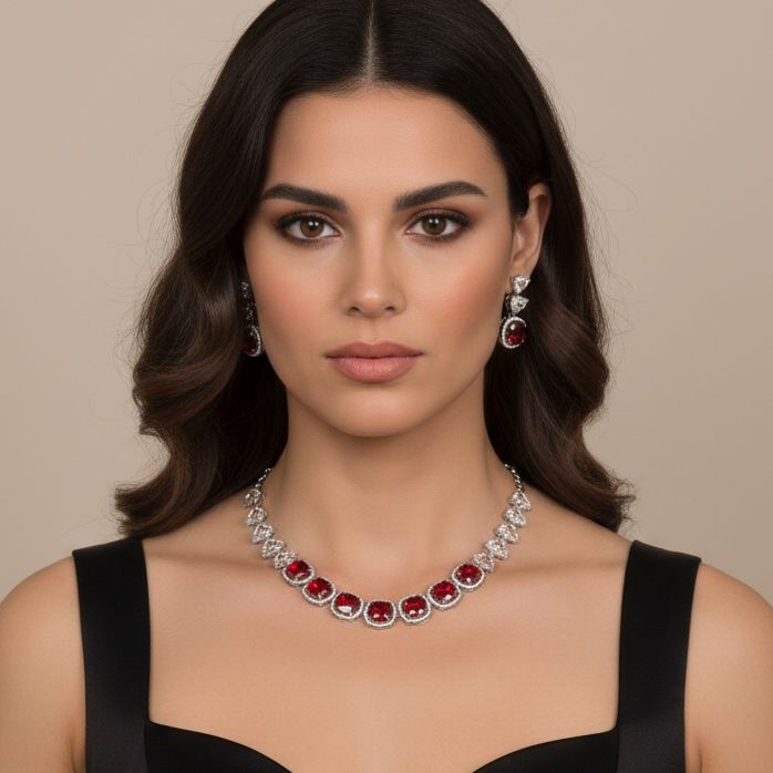 Eternal Radiance Necklace Set - Red