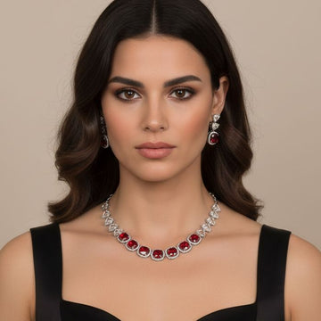 Eternal Radiance Necklace Set - Red