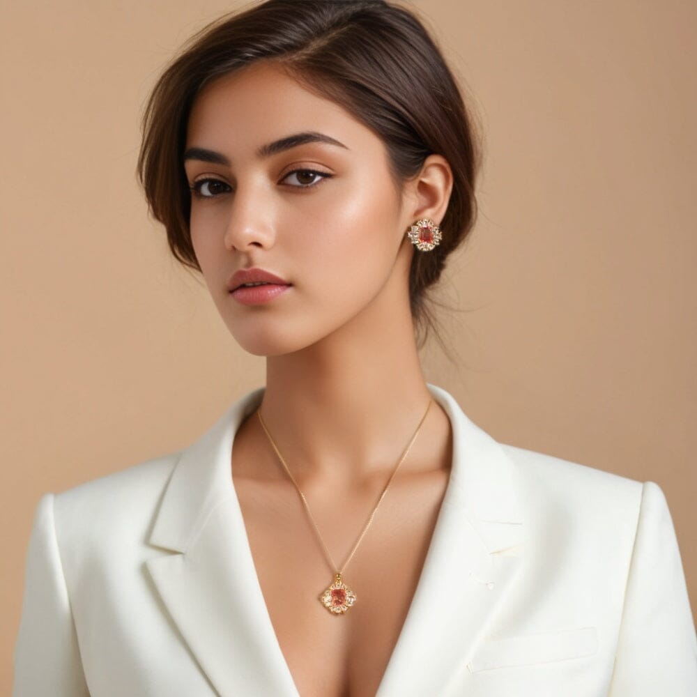 Fire n Ice Pendant Set - Peach - Minima Collection