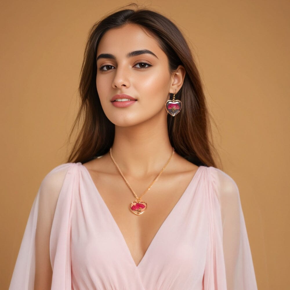 Floral Heart Pendant Set-Nature Collection