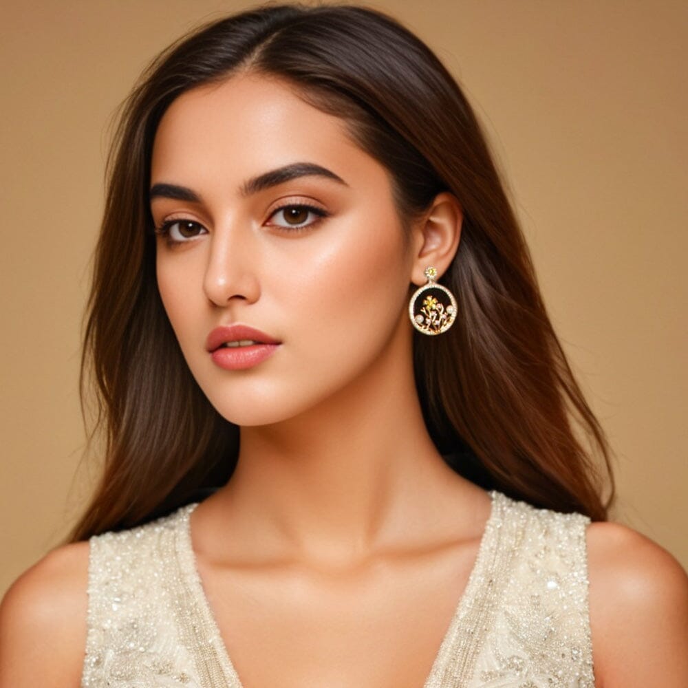 Gilded Gardenia Earrings - Glitterati Collection