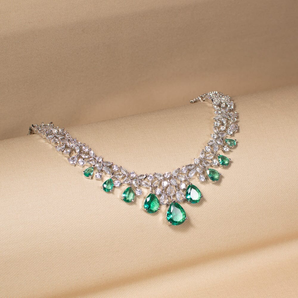Glow Drop Luxe Necklace Set-Green-Glitterati Collection