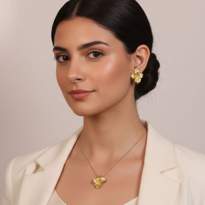 Golden Bloom Pendant Set - Edgy Collection