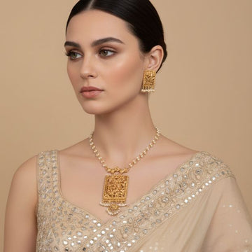 Golden Empress Courtyard Necklace Set - Alankar Collection
