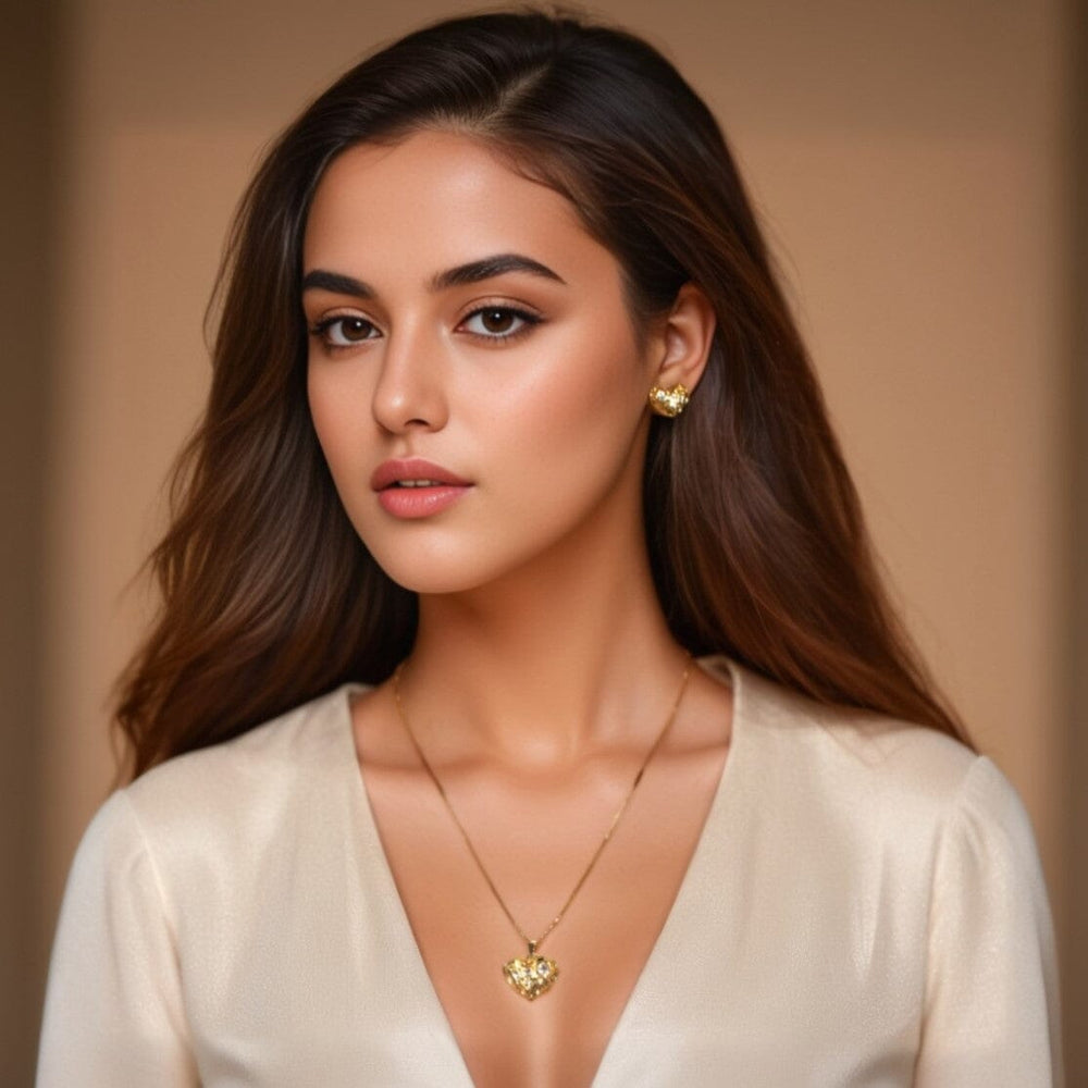Golden Heart Pendant Set - Minima Collection