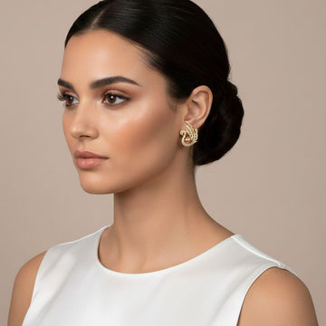 Golden Swan Kiss Studs - Edgy Collection