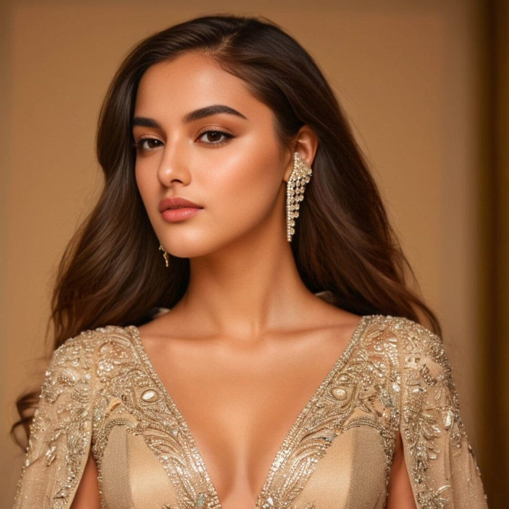 Golden Trickle Premium Earrings - Glitterati Collection