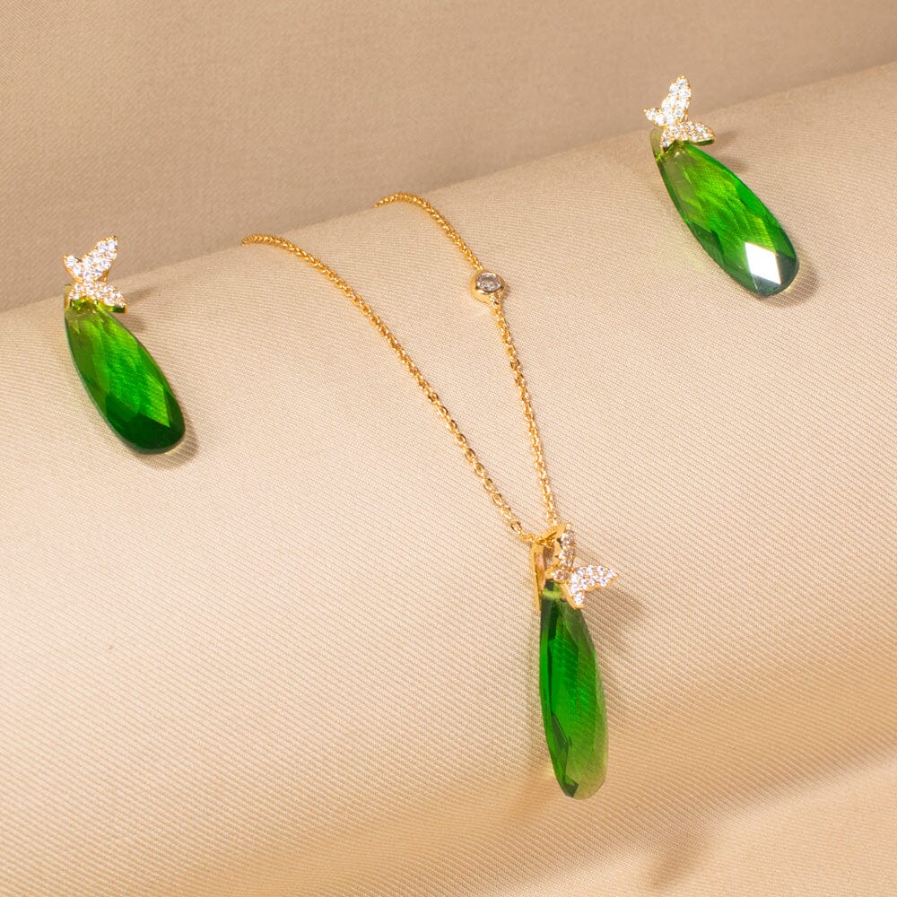Green Glace Pendant Set -Blue- Edgy Collection