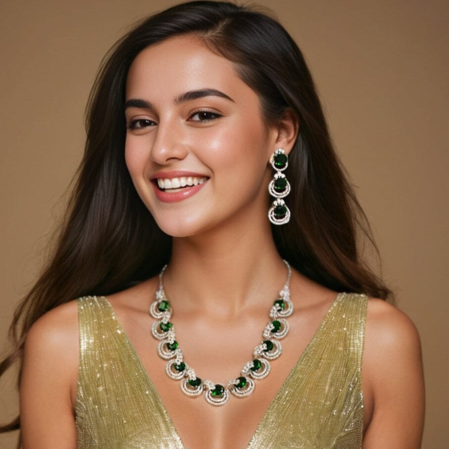 Heena Necklace Set - Green - Glitterati Collection