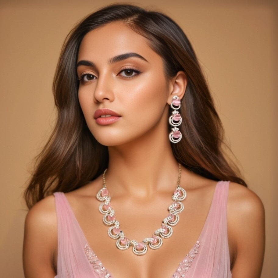 Heena Necklace Set - Pink - Glitterati Collection
