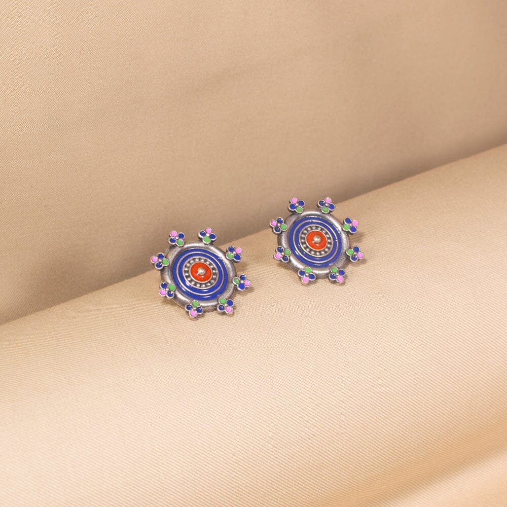 Indigo Bloom Studs - Rajata Collection